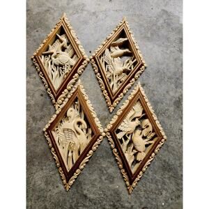 3D Vintage 1973 Burnwood Bird Plaques (4) Ducks Swans Doves Egrets